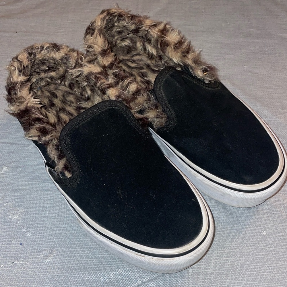 Black and cheetah platform vans
